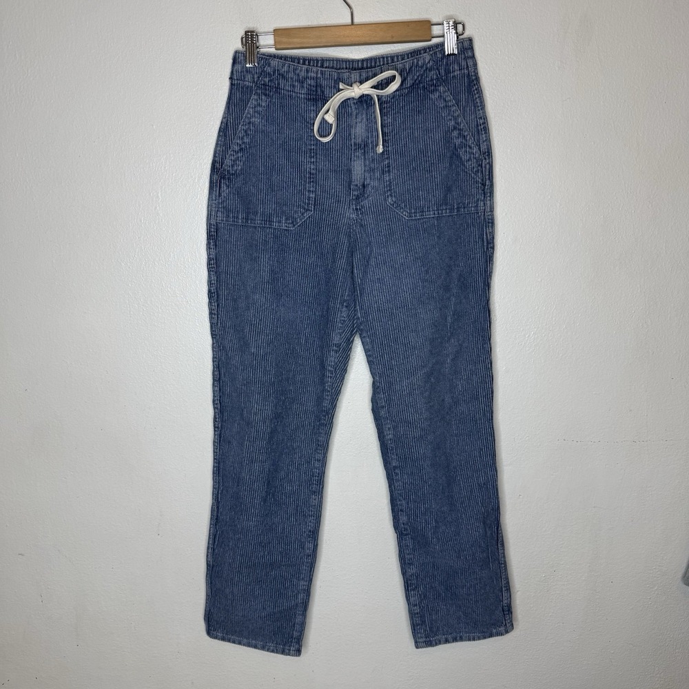 J. Crew Tie Waist Cano Pants Casual Tapered Corduroy Indigo Dye Womens XS